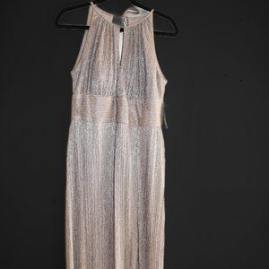 Silver Sparkle Halter Maxi Dress